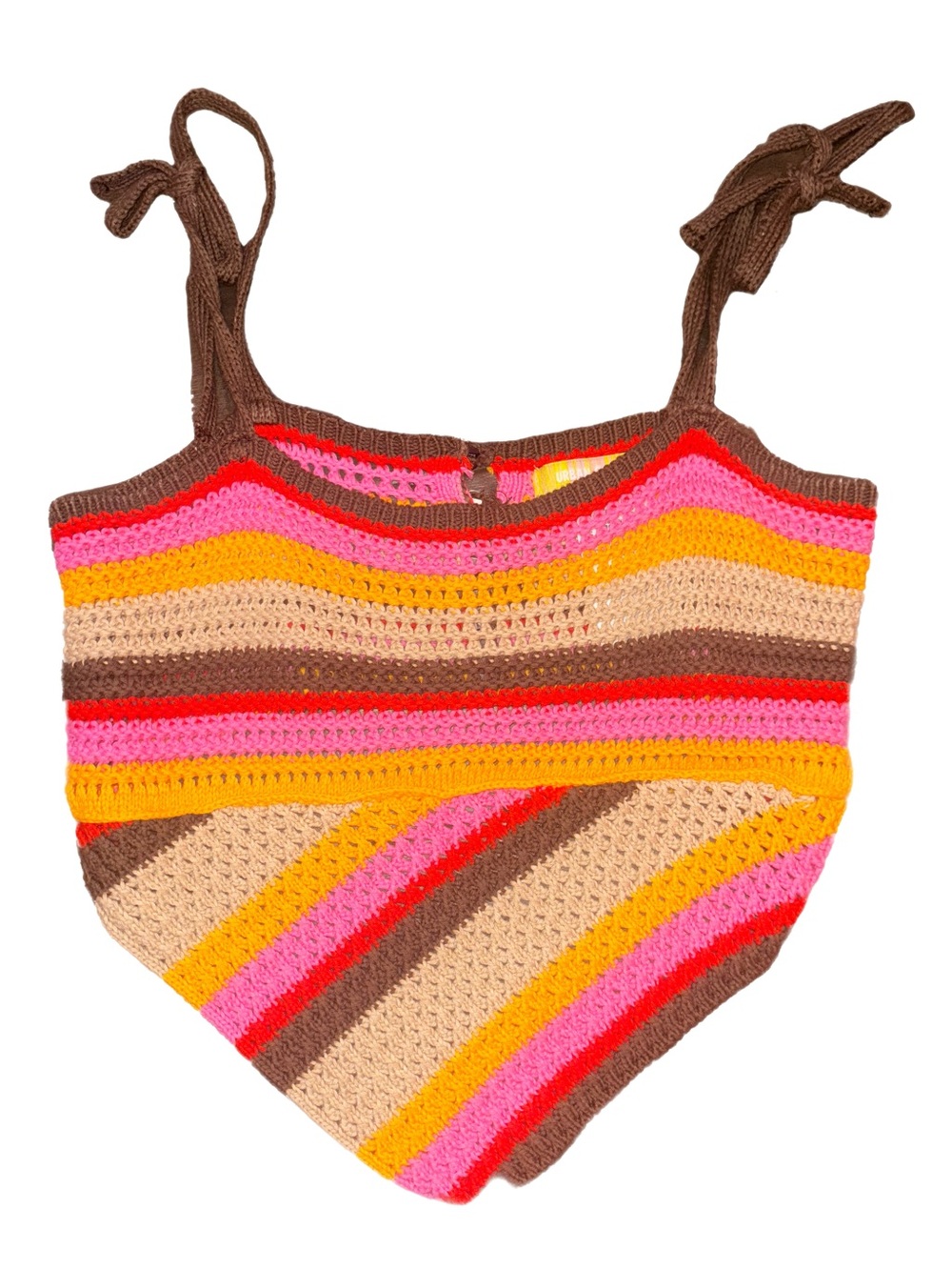 Urban Outfitters Crochet Stripe Tank in Pink, Yellow, Orange, Brown & Cream